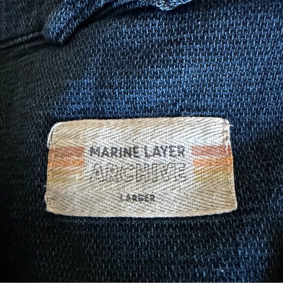 Marine Layer Indigo Archive Sawyer Camp Shirt Size Large 41223 - Picture 8 of 13